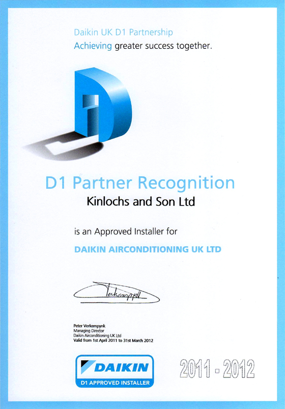 Daikin D1 Certificate 2011
