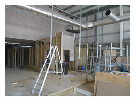 Installing of new air-conditioning ductwork to serve the new restaurant.
