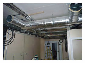 High level installed new air-conditioning ductwork.