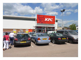 Outside the newly air-conditioned KFC Strood.